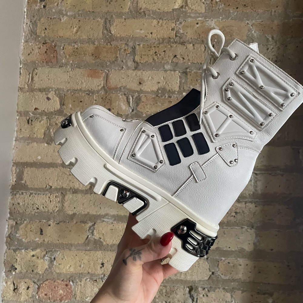White Industrial Style Platform Boots